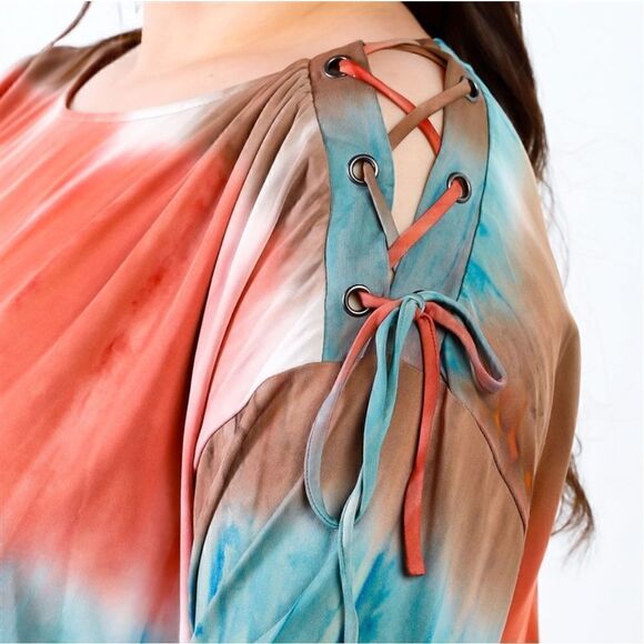 Plus tie-dye lace up cut-out Jumpsuit - Picture 3 of 4